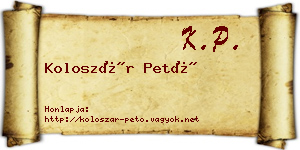 Koloszár Pető névjegykártya